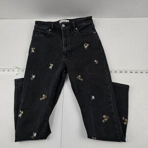 Abercrombie high rise super skinny ankle jeans black denim 27 4r floral 4834